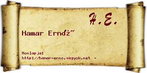 Hamar Ernő névjegykártya